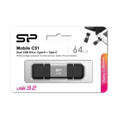 Logo trade corporate gifts image of: Pendrive Silicon Power Mobile - C51 3.2, 64GB